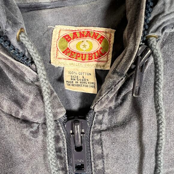 Vintage Banana Republic Women's Blue Safari Cargo Vest L Hoodie Full Zip - Picture 9 of 11